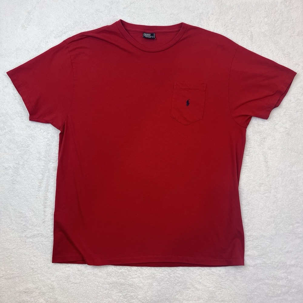 90s Polo Ralph Lauren‎ Tee T Blank Single Stitch Shirt Red Pocket SELVEDGE